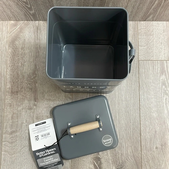 NWT Better Homes & Gardens Gray Carbon Steel Laundry Detergent Holder with Scoop - Picture 11 of 12